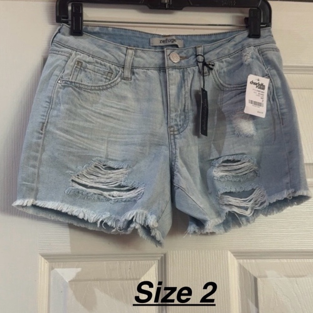 Charlotte Russe Light Blue Distressed Jean Shorts